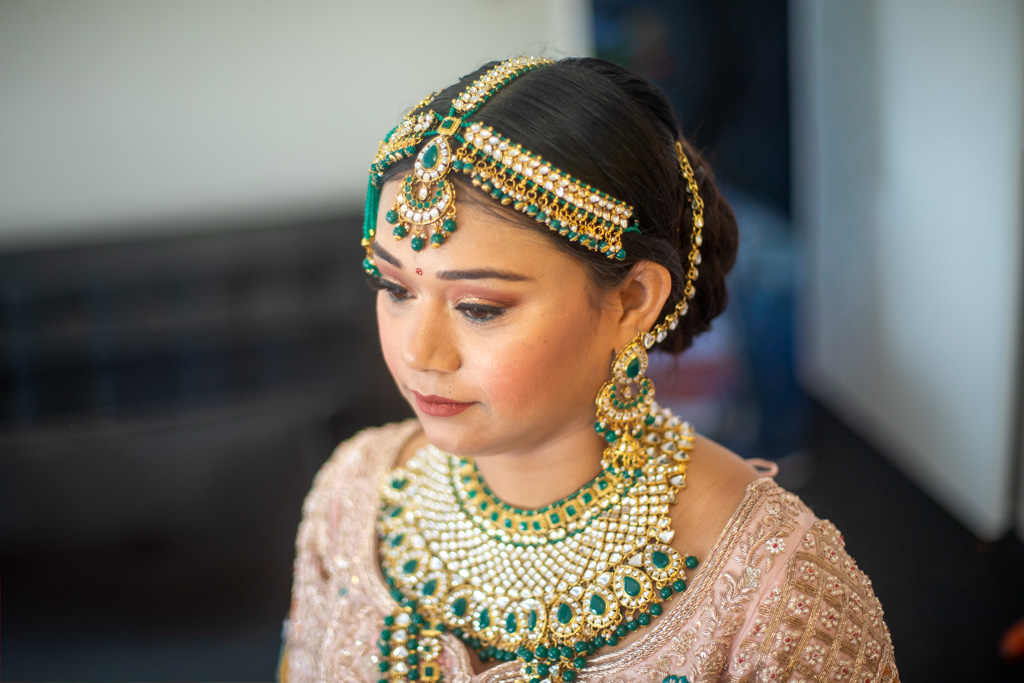 Auckland portrait photographer — Indian bridal portrait with emerald jewellery
