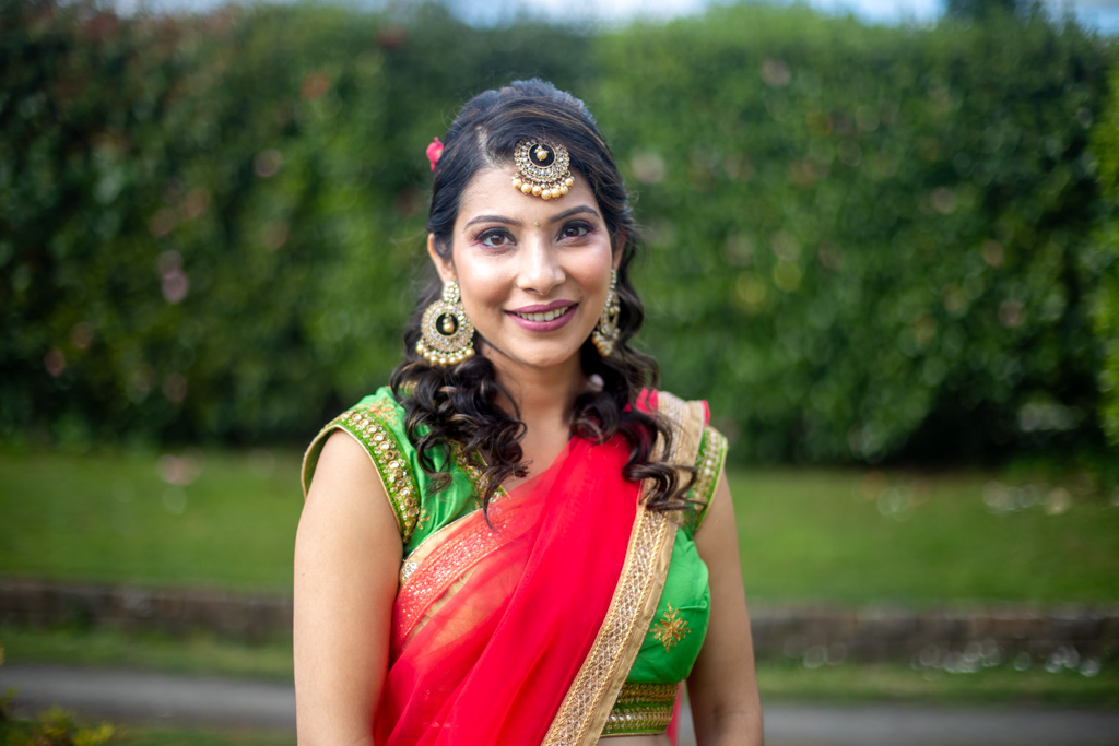 Auckland portrait photographer — portrait in red and pink saree