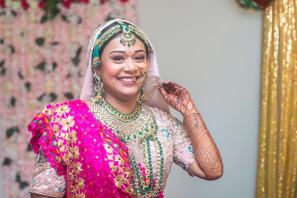 Auckland portrait photographer — Indian bride smiling at wedding